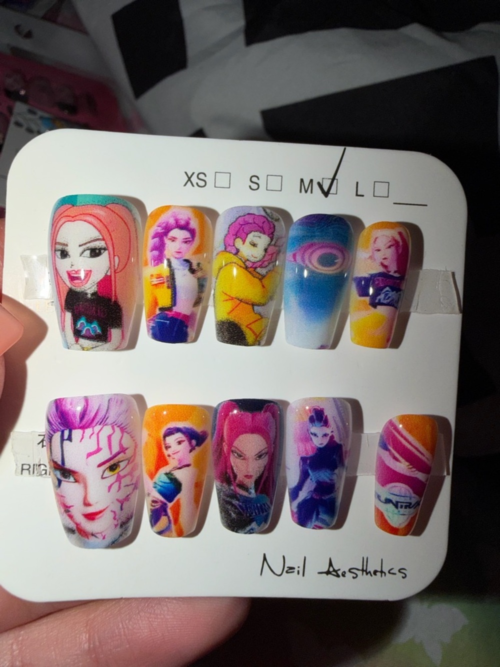K-pop demon hunter Character Art Press-On Nails - Pink, Purple, Blue, Yellow